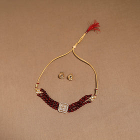 Kundan work choker necklace set 29 - handcrafted