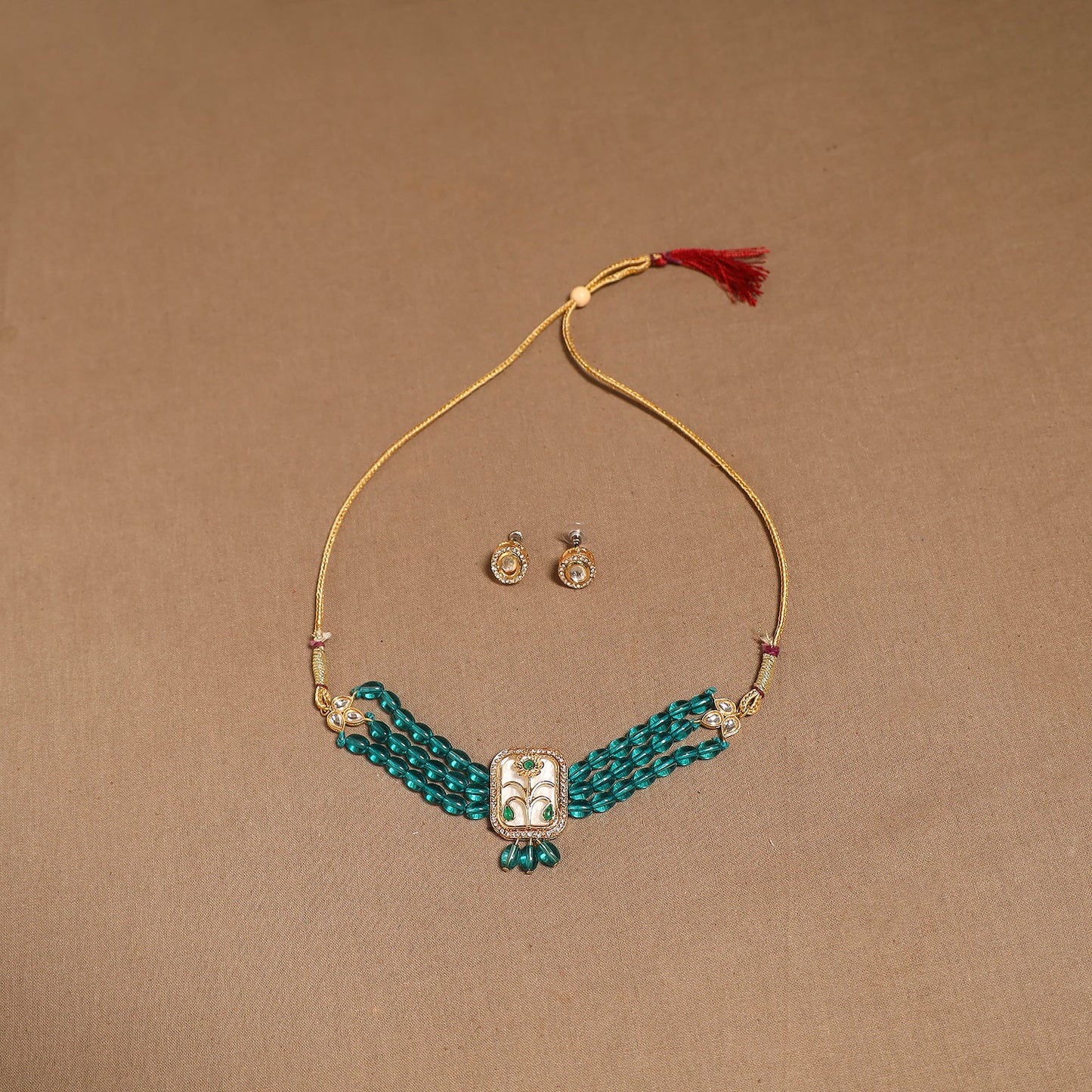 Kundan work choker necklace set 30 - handcrafted