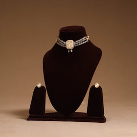 Kundan work choker necklace set 31 - handcrafted