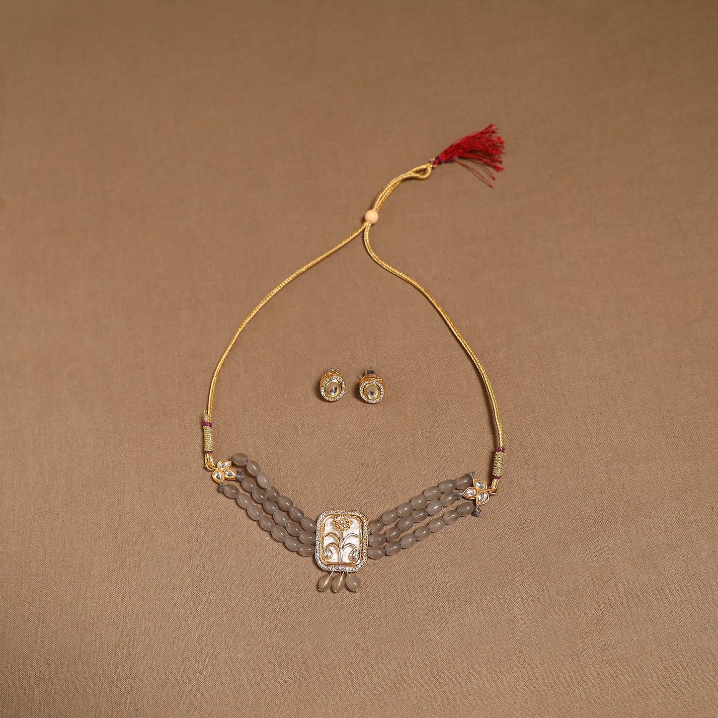 Kundan work choker necklace set 31 - handcrafted