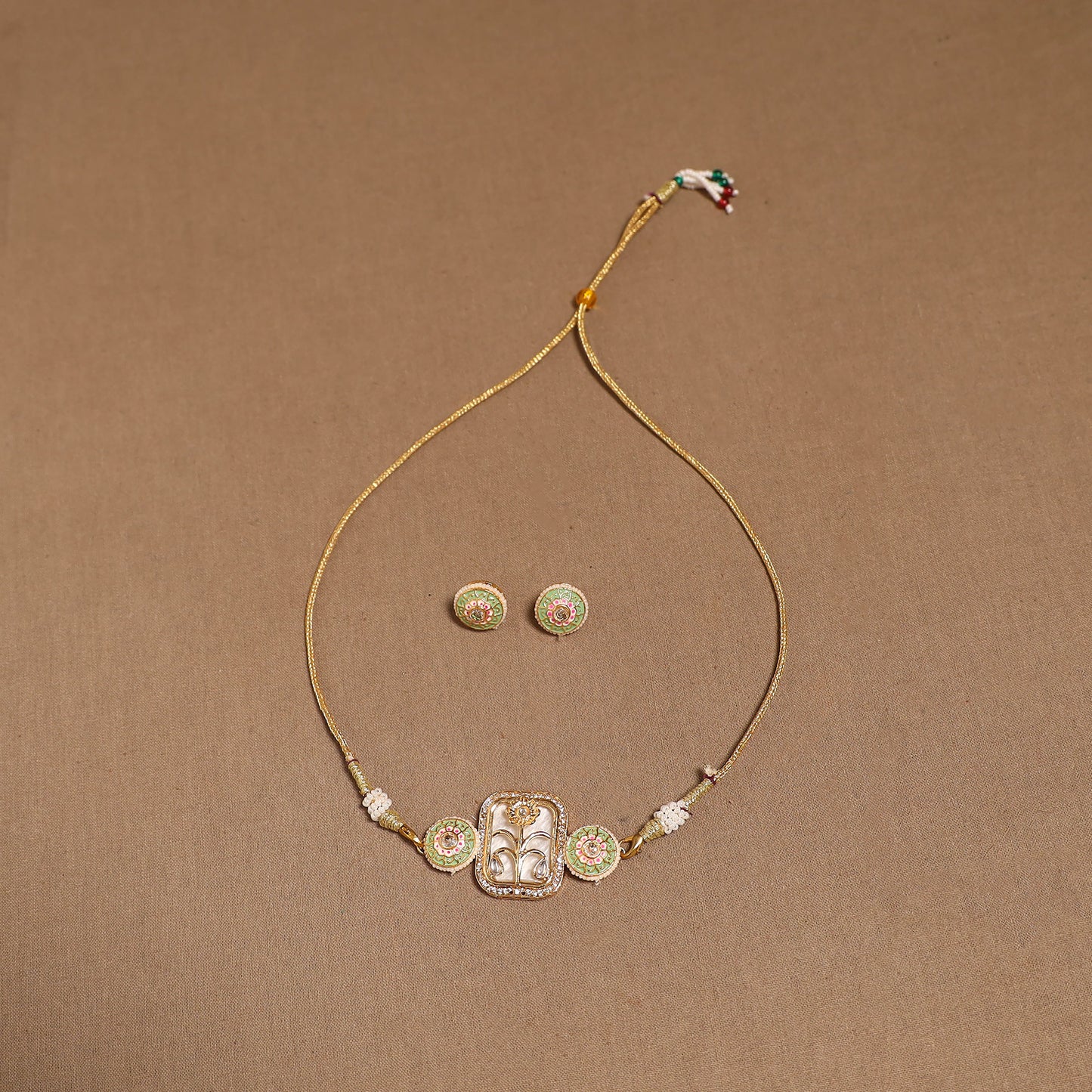 Kundan work choker necklace set 32 - handcrafted