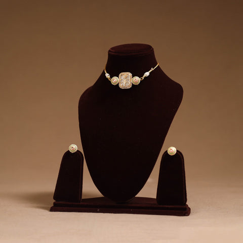 Kundan work choker necklace set 32 - handcrafted