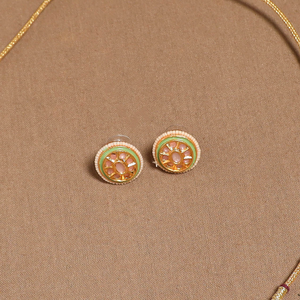 Kundan work choker necklace set 34 - handcrafted