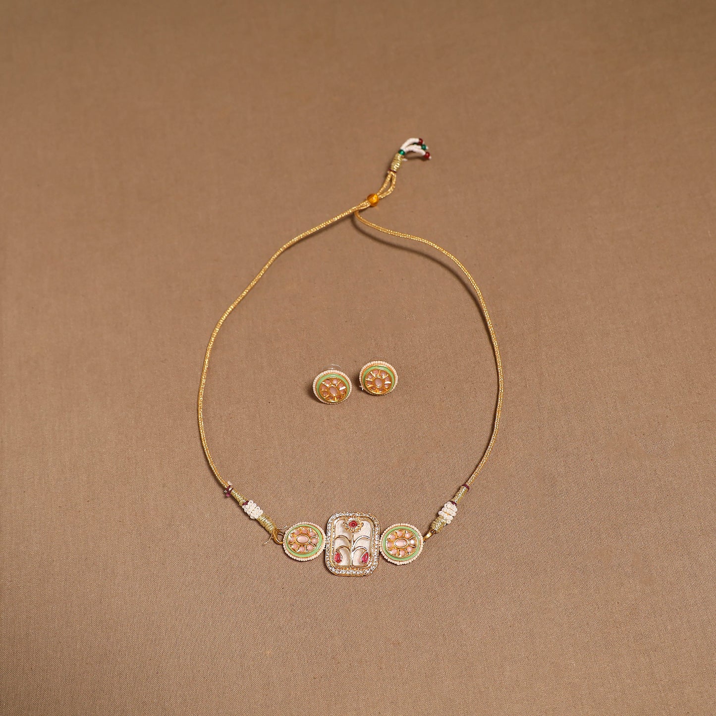 Kundan work choker necklace set 34 - handcrafted