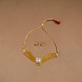 Kundan work choker necklace set 35 - handcrafted