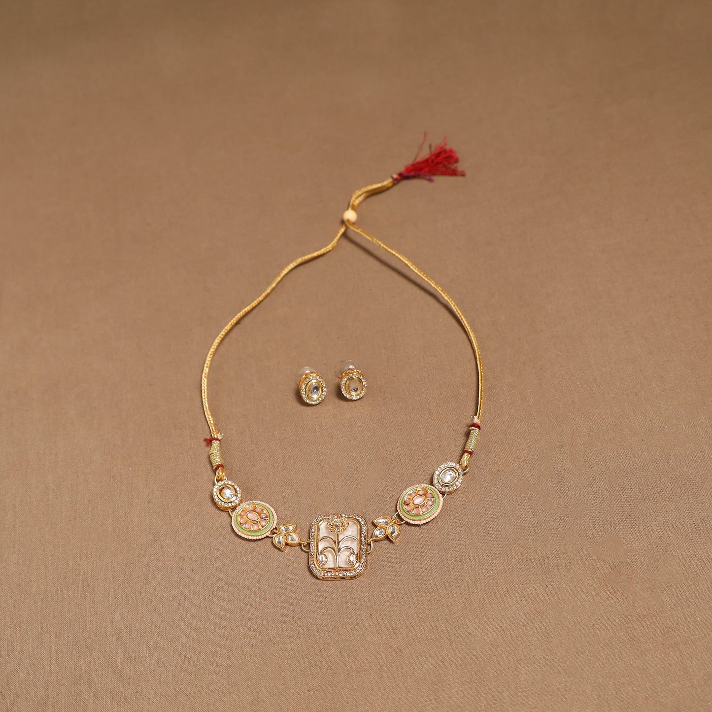 Kundan work choker necklace set 37 - handcrafted