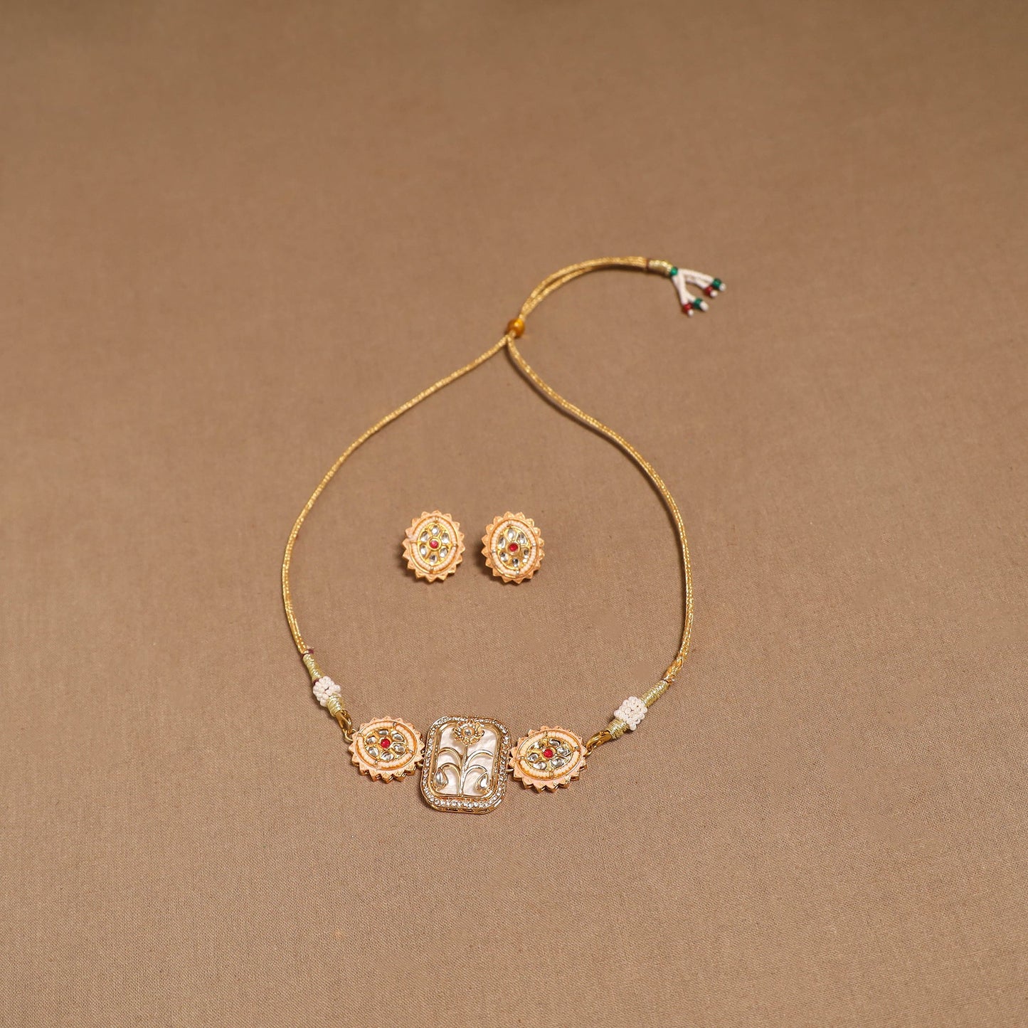 Kundan work choker necklace set 38 - handcrafted