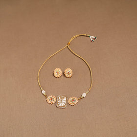Kundan work choker necklace set 38 - handcrafted