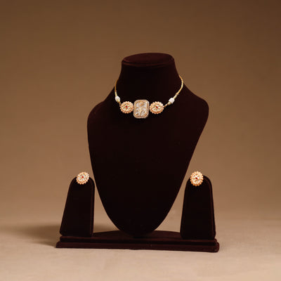 Kundan work choker necklace set 38 - handcrafted