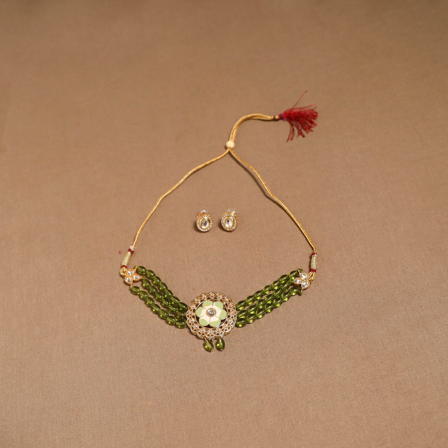 Kundan work choker necklace set 41 - handcrafted