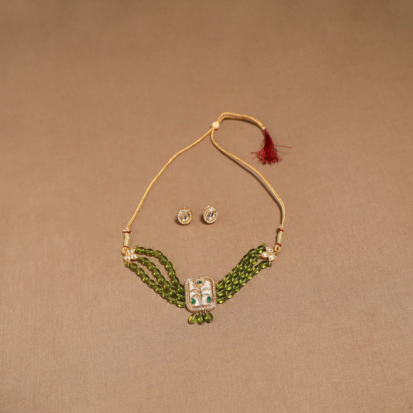 Kundan work choker necklace set 42 - handcrafted