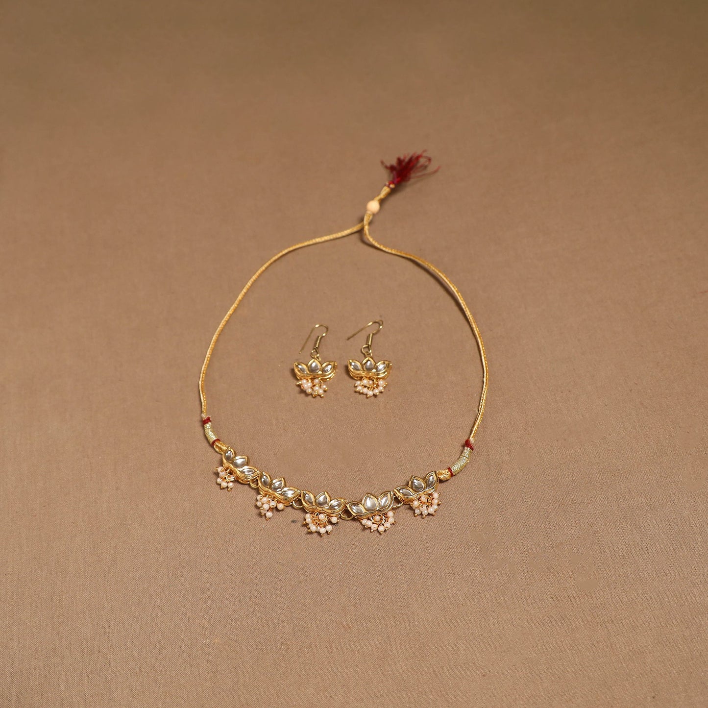 Kundan work choker necklace set 45 - handcrafted