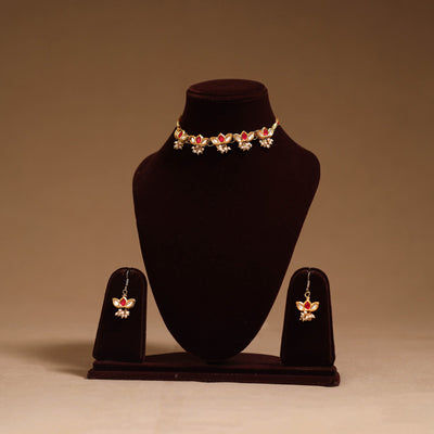 Kundan work choker necklace set 46 - handcrafted