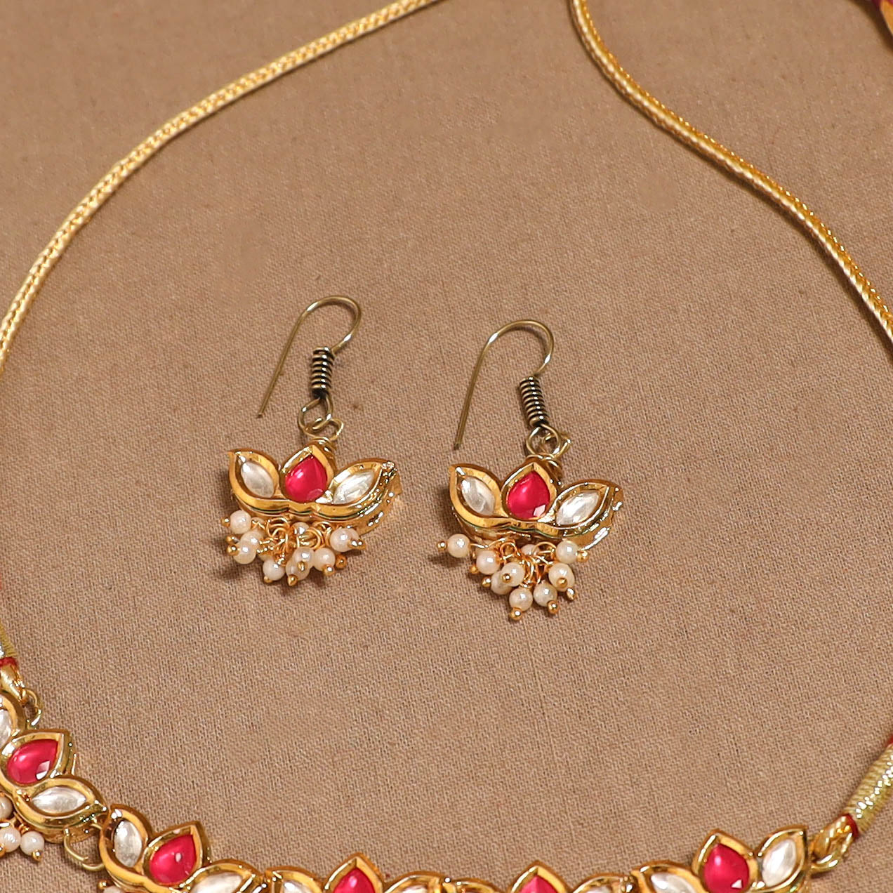 Kundan work choker necklace set 46 - handcrafted