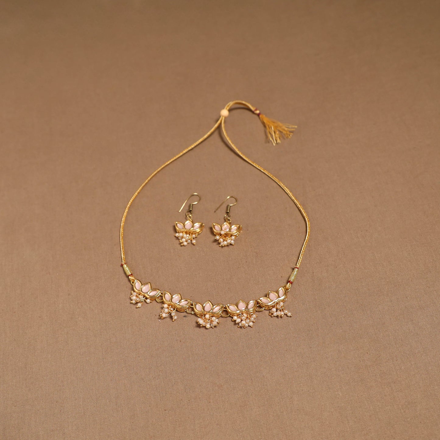 Kundan work choker necklace set 47 - handcrafted