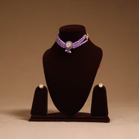 Kundan work choker necklace set 48 - handcrafted