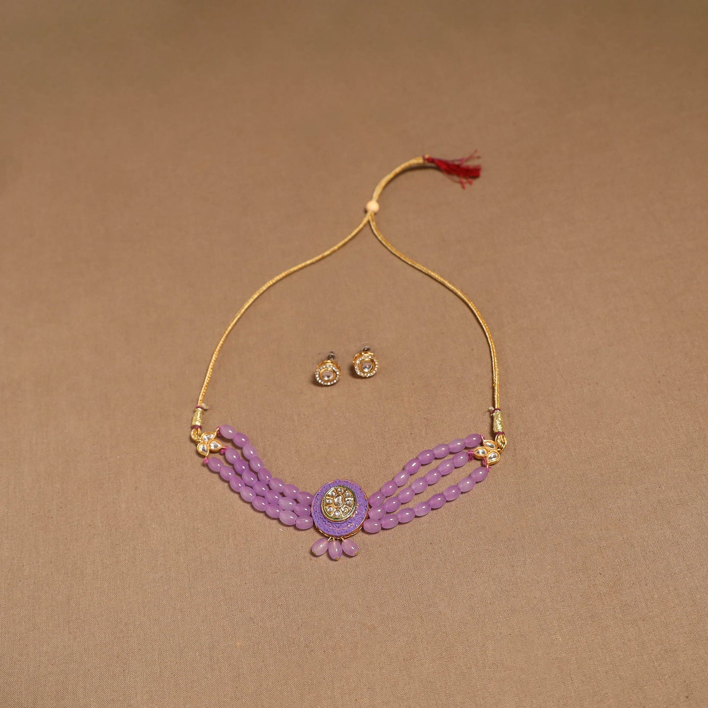 Kundan work choker necklace set 48 - handcrafted