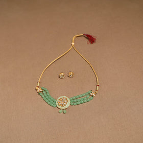 Kundan work choker necklace set 49 - handcrafted
