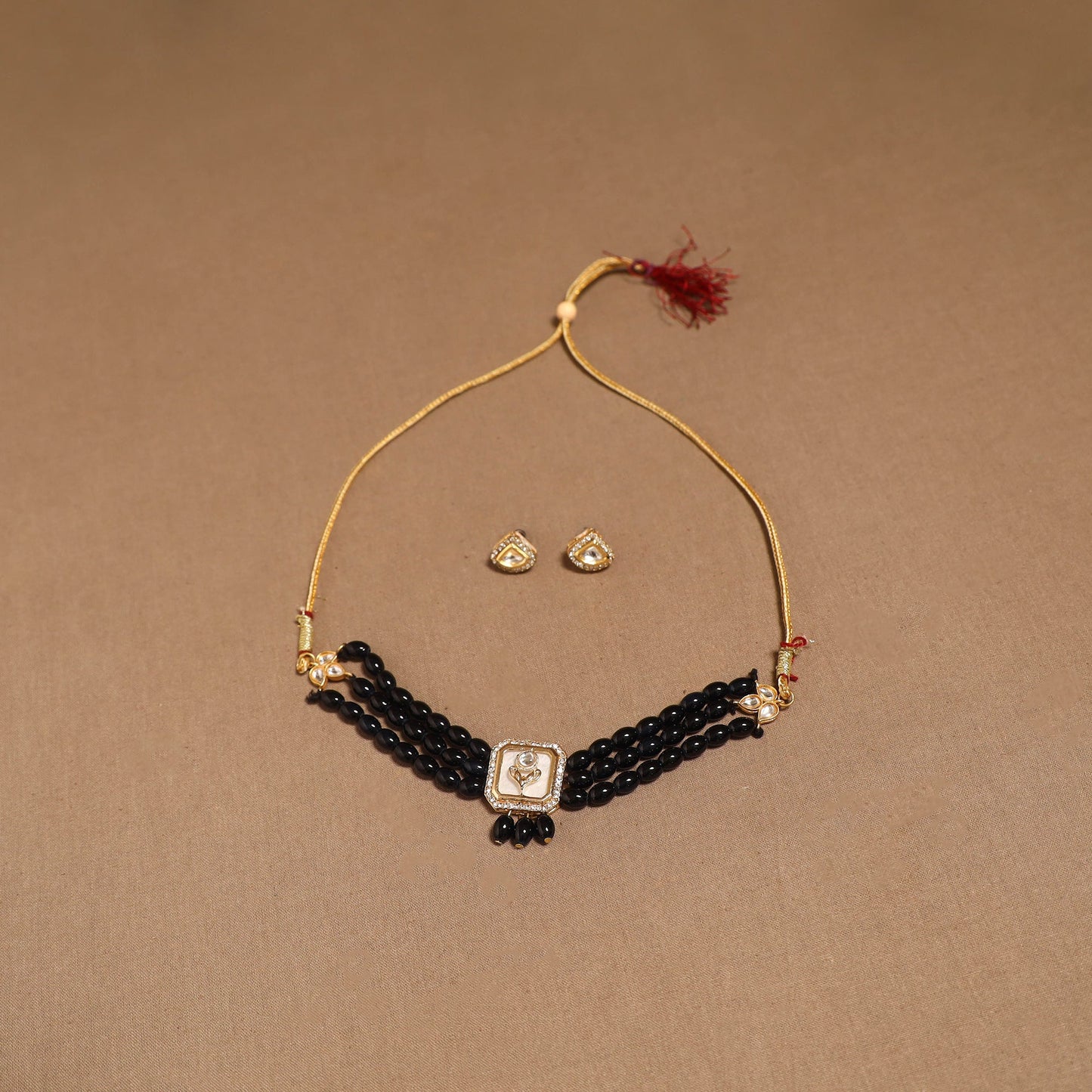 Kundan work choker necklace set 51 - handcrafted