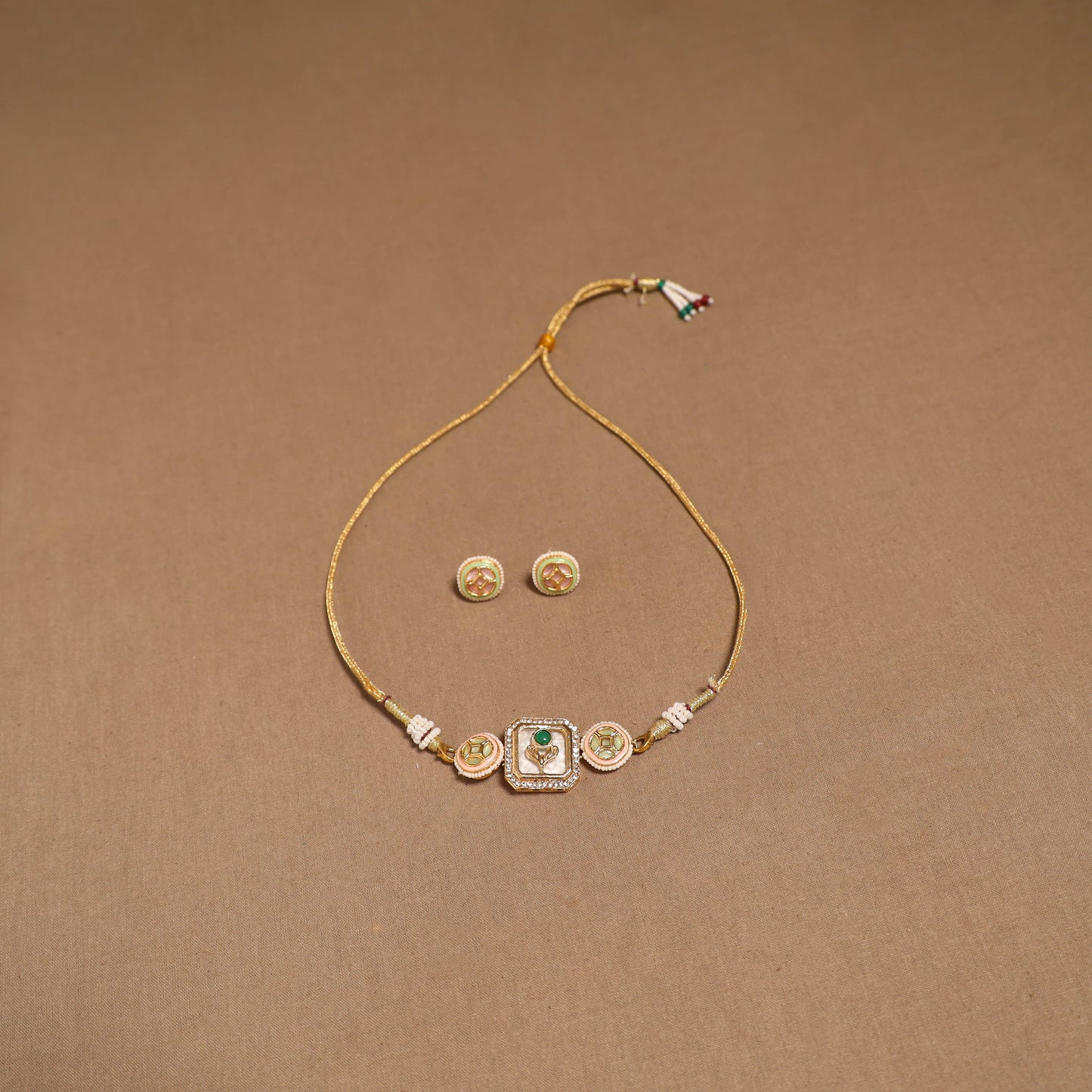 Kundan work choker necklace set 54 - handcrafted