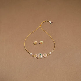 Kundan work choker necklace set 54 - handcrafted