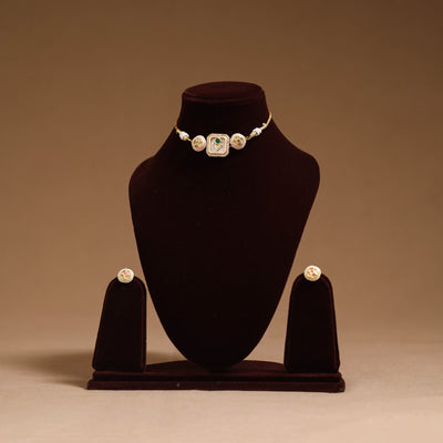 Kundan work choker necklace set 54 - handcrafted