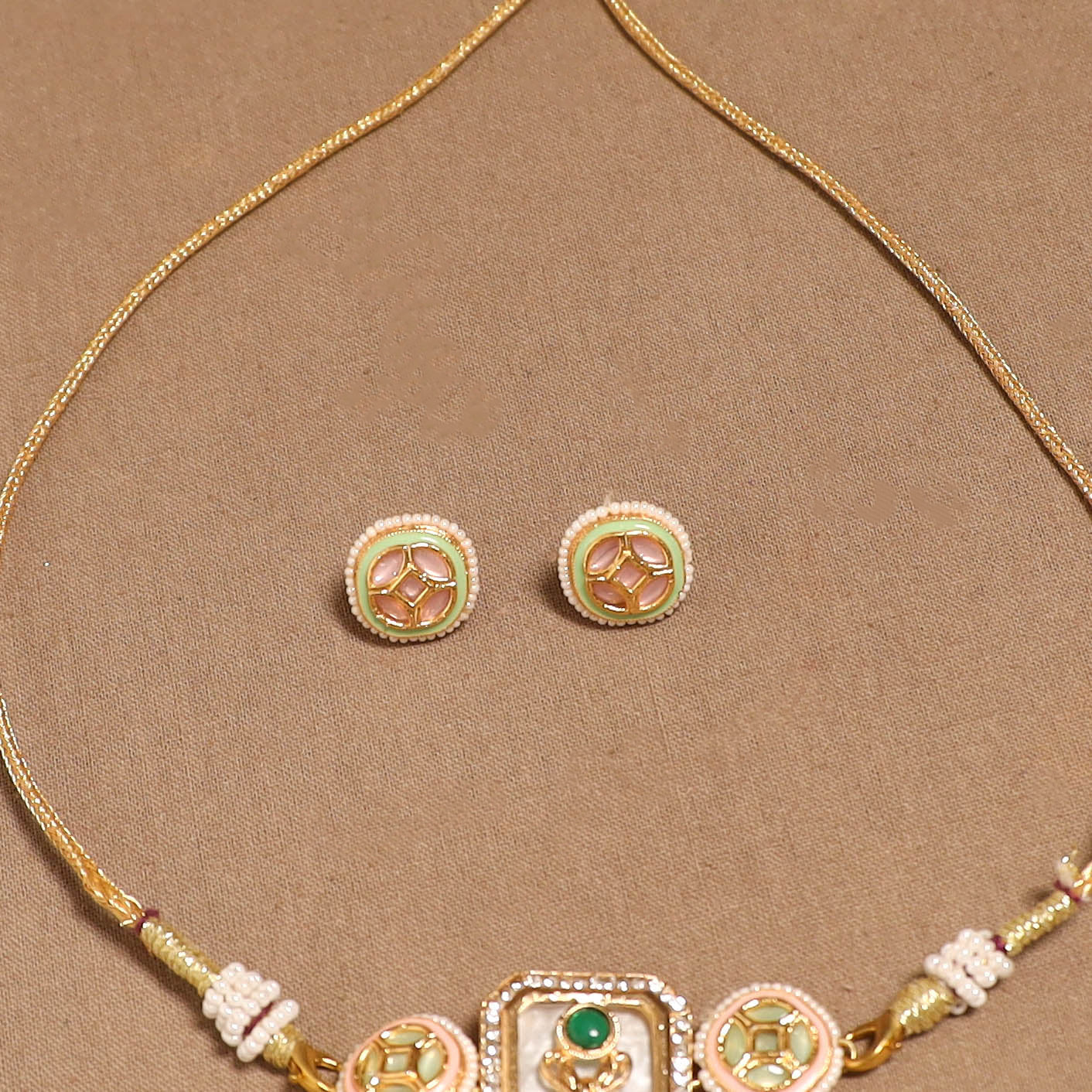 Kundan work choker necklace set 54 - handcrafted