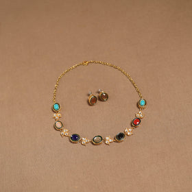 Kundan work necklace set 71 - handcrafted