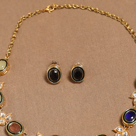 Kundan work necklace set 72 - handcrafted