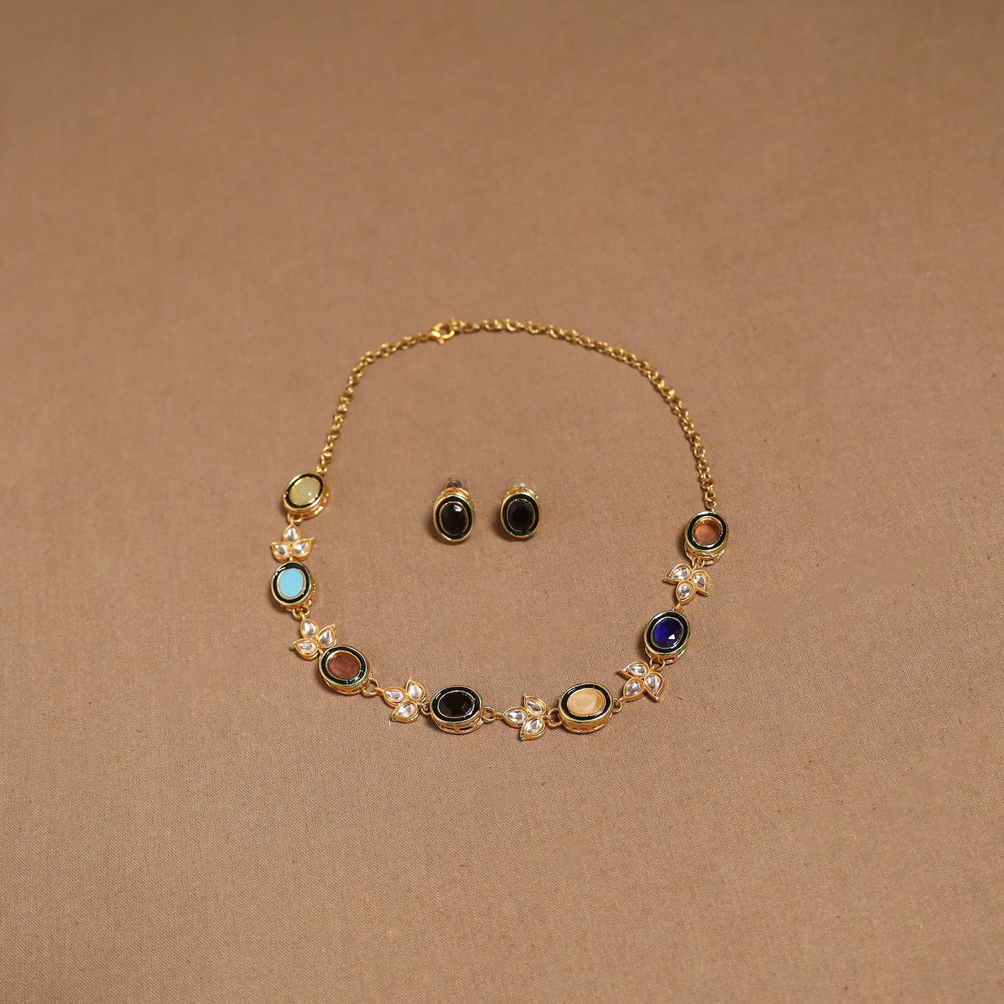 Kundan work necklace set 72 - handcrafted