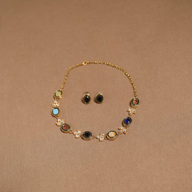 Kundan work necklace set 72 - handcrafted