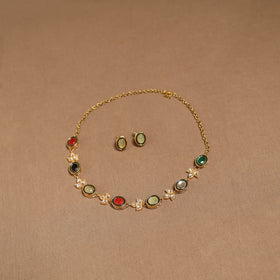 Kundan work necklace set 73 - handcrafted