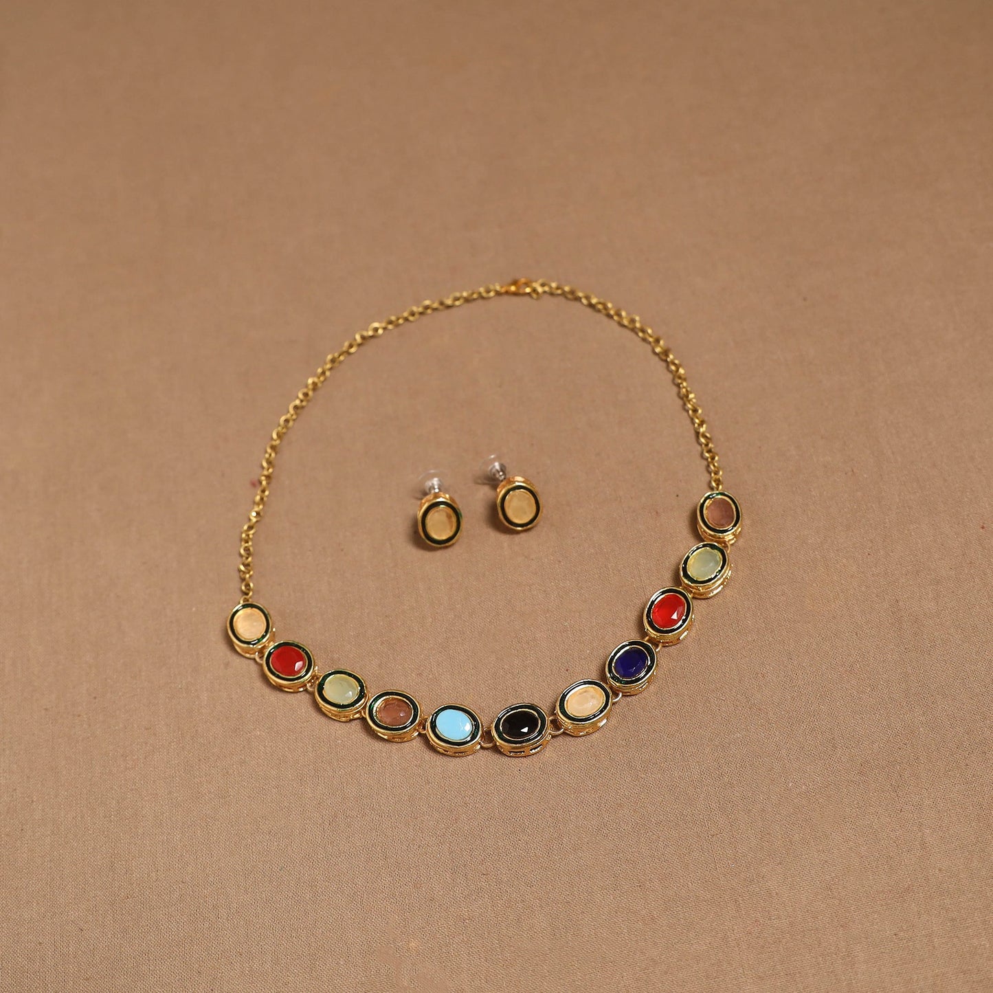 Kundan work necklace set 75 - handcrafted