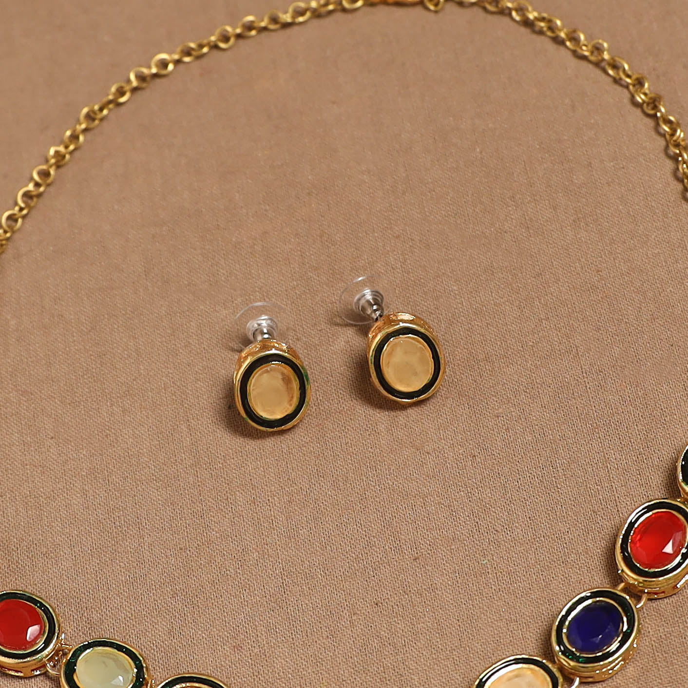 Kundan work necklace set 75 - handcrafted