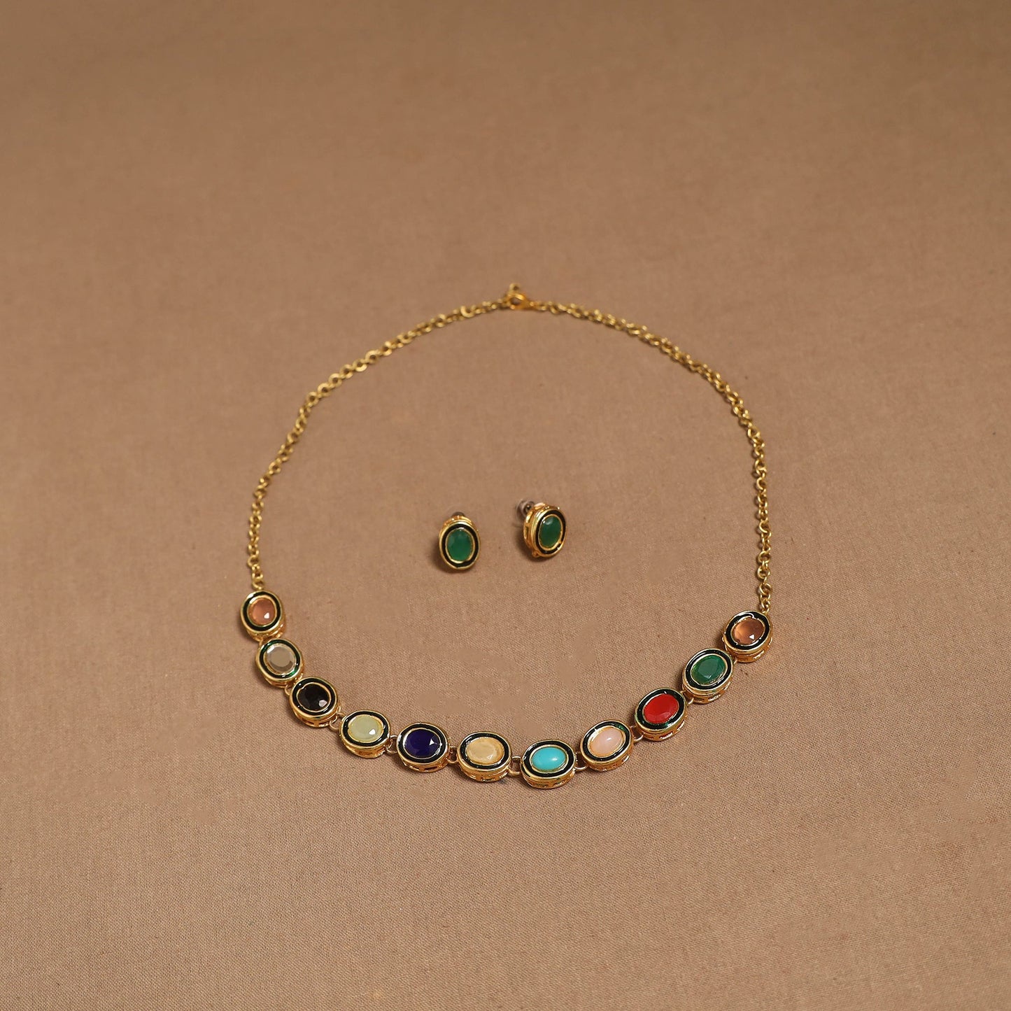 Kundan work necklace set 76 - handcrafted