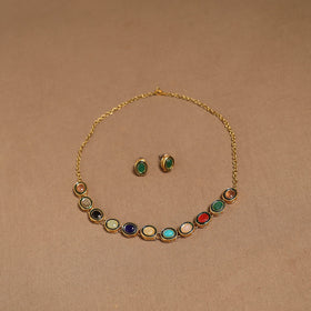 Kundan work necklace set 76 - handcrafted