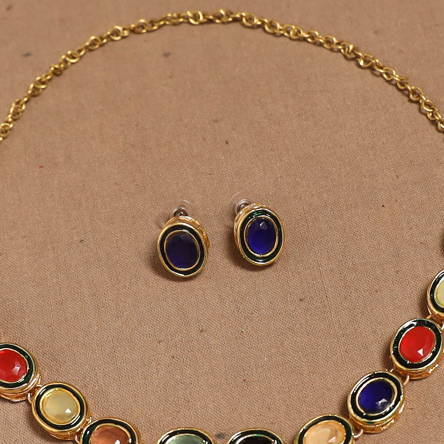 Kundan work necklace set 77 - handcrafted