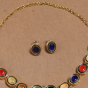 Kundan work necklace set 77 - handcrafted