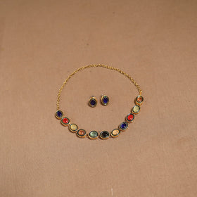 Kundan work necklace set 77 - handcrafted