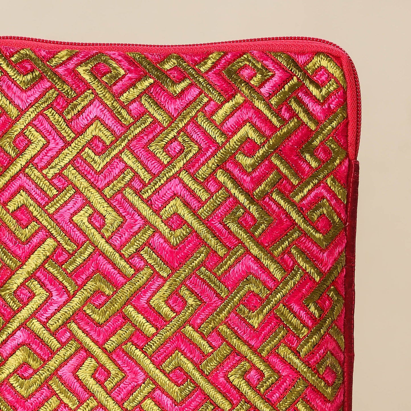  Kutch Ahir Embroidery Silk Tablet Pouch 