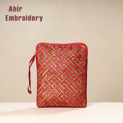  Kutch Ahir Embroidery Silk Tablet Pouch 