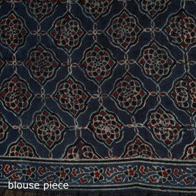 Kutch ajrakh with bandhani natural dyed chanderi silk saree