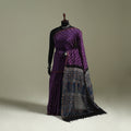 Kutch ajrakh with bandhani natural dyed chanderi silk saree