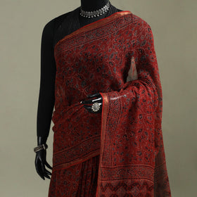 Kutch ajrakh hand block print natural dyed kota doria