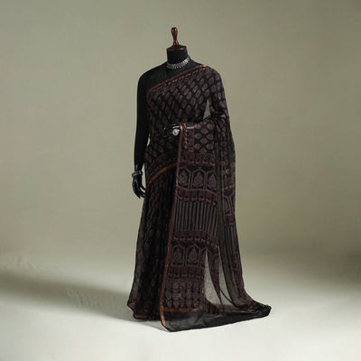 Kutch ajrakh hand block print natural dyed kota doria