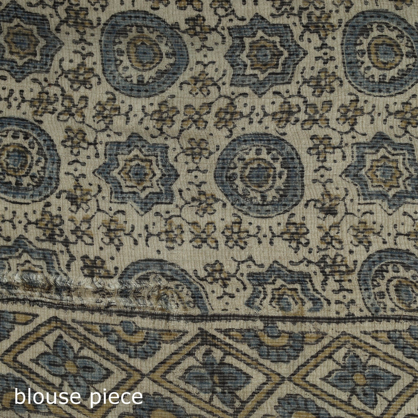 Kutch ajrakh hand block print natural dyed kota doria
