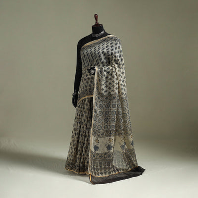 Kutch ajrakh hand block print natural dyed kota doria