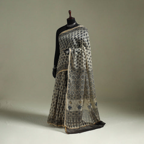 Kutch ajrakh hand block print natural dyed kota doria