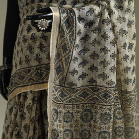 Kutch ajrakh hand block print natural dyed kota doria