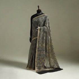 Kutch ajrakh hand block print natural dyed kota doria